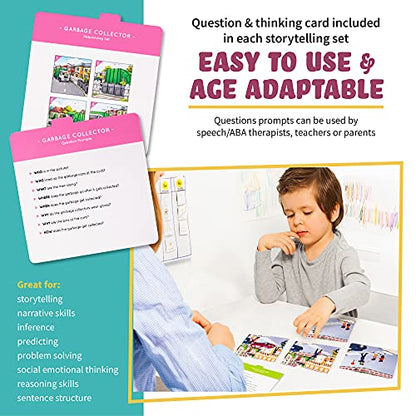 SPARK INNOVATIONS Kids Story Cards Sequence Game Large Storytelling and Sequencing Cards. Community Helper Stories for Sentence Building Educational Picture Card Games - style: Community Helper Themed Sequencing Cards