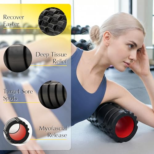 Foam Roller for Deep Tissue Massager Multi Density Massage Roller | Exercise Patented Roller for Muscle Massage & Myofascial Trigger Point Release Back Roller Improves Mobility, Pilates, Yoga - color: Black