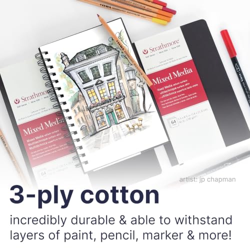 Strathmore 500 Series Mixed Media Paper Art Book, Matte Brown Soft Cover Binding, Natural White, 32 Sheets, 5.5x8.5 inch - size: 5.5x8.5 inch, style: Soft Cover