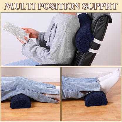 Sintuff Recliner Leg Rest Cushion Sofa Footrest Pillow with Cover Half Moon Bolster Pillow Under Knee Pillow for Sleeping On Back Alleviating Pain, 19.7 x 8 x 3.5 Inch (Dark Blue, 1 Pcs) - color: Dark Blue