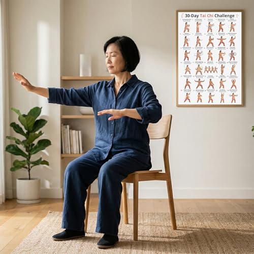 Tai Chi Walking Chart Wall Art Exercise Guide Instructional Tai Chi Poster Premium Canvas Wall Art for Home Gym Bedroom Easy-to-Follow Mindful Workout for Seniors Woman Large Fitness Instruction Print (B, 16"L x 12"W) - color: B, size: 16"L x 12"W