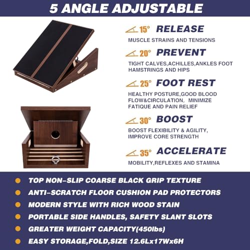 Adjustable Wooden Slant Board for Calf Stretching