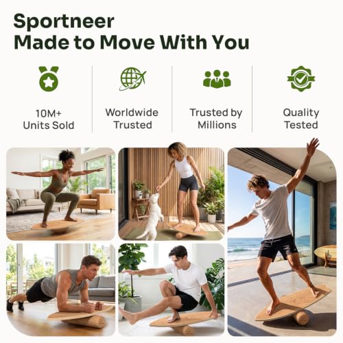Sportneer Cork Surf Balance Board for Adults, 8-in-1 Balance Trainer