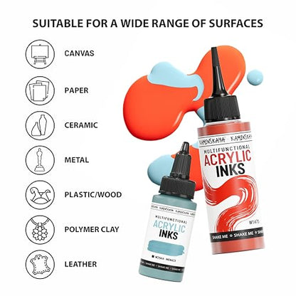 Acrylic Inks for Artists - 'Smoky Blue' Acrylic Ink, 3.38 Fl Oz (100 ml) | Highly Concentrated, Multifunctional Liquid Acrylic Paint - color: Smoky Blue