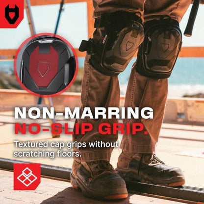 NoCry Professional Construction Knee Pads for Men and Women with Non-Slip Heavy Duty Cap and Ankle Support — Thick Foam and Gel Cushioning — Reinforced, Adjustable Straps and Military Grade Rivets - style: Improved