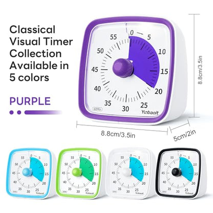 Yunbaoit Visual Timer with Night Light, 60 Minute Countdown, Purple - color: Purple
