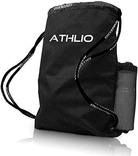 Soccerware Legendary Drawstring Gym Bag - Waterproof | For Sports & Workout Gear | XL Capacity | Heavy-Duty Sackpack Backpack - color: White/Black