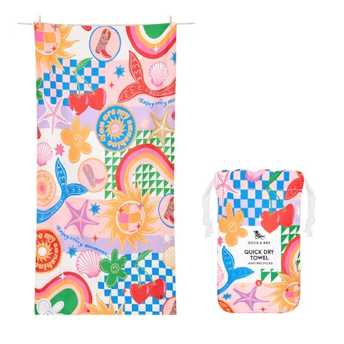 Dock & Bay Kid's Towel - for Beach Use - Quick Dry, Sand Free - Compact, Lightweight - 100% Recycled - Includes Bag - Good Vibes Club, Medium (130x70cm, 51x28) - color: Good Vibes Club, size: Medium (130x70cm, 51x27")