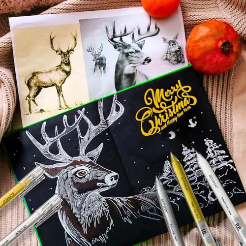 GETHPEN White Gel Pens, 1.0mm Fine Opaque White Ink Pens, 3 Pack | Opaque White Gel Ink Pens for Black Paper Drawing, Bullet Journaling, Artists Drawing, Sketching, Card Making - size: 1 Count (Pack of 3), style: 3 Pack White