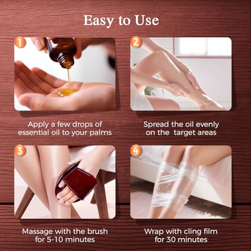 2 Pcs Meridian Brush, Wood Therapy Massage Tools with Essential Oil | Handheld Meridian Massage Brush for Belly Fat Cellulite Massage Tool for Legs Arms Back TPU Office Workers Stress Relieve - color: White