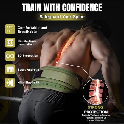 MANUEKLEAR 2-in-1 Weightlifting Belt & Dip Belt with 36.7 IN Rope, Double-Layer Weight Lifting Belts, Powerlifting Gym Weighted Belt for Pull Up Squat - color: Olive Drab, size: L(34-37in)