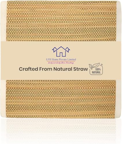 LFH Home Handmade Straw Yoga Mat For Exercise, Workout, Fitness - Perfect Heavy Quality Eco Friendly Natural Straw Reversible Yoga Mat for Men & Women - 72x24 Inch - color: White