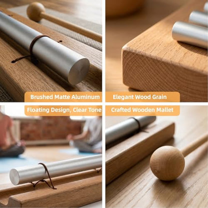 1 Tone Hand Chime Bell for healing, Meditation Chime Bar with Wooden Mallet for Teachers Classroom Management, Mindfulness Bell Percussion Instrument for Yoga, Prayer, Focus and Relaxation