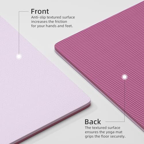 10mm0.4"TPE Yoga Mat Thick Wide Large for Home Workout Carrying Strap | Non Slip Exercise Mats Cushioned Joint-Friendly Stable,76"x28"Extra long Tapis Entrainement Au Sol Fitness,Pilates Gym Travel - color: pink