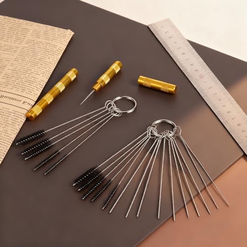 22Pcs Airbrush Cleaner for Spray Paint, Airbrush Cleaning Kit Accessories with 10Pcs Cleaning Brushes Straw Cleaner Brushes, 10Pcs Cleanings Needles, 2Pcs Pointed Pick Needle