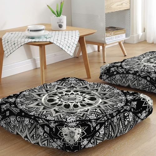 Mandala Meditation Cushion, Boho Meditation Mat, Meditation Pillows for Sitting on Floor, Cushions for Sitting in Home and Outdoor, Square Floor Pillow Cushion Seating for Yoga Accessories 22'' X 22'' - color: 09.mandala Meditation Cushion-1, size: 22x22