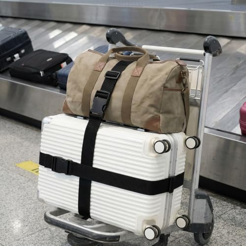 Black Luggage Strap to Fix Suitcase, Adjustable Lockable Strap for Travel - size: 80Inch