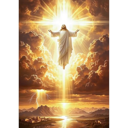 MAXBYE Diamond Art, God Ascending 5D Diamond Painting for Adults & Kids, Full Drill DIY Gem Art Craft Kit, Relaxing Hobby Wall Decor for Home 12x16in - color: ZD049