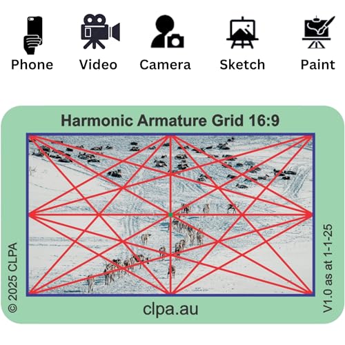 Harmonic Armature Directors Viewfinder Card | Australian Designed and Made; Artist Viewfinder for Drawing and Photography; 3:2, 4:3 and 16:9 - size: Harmonic Armature