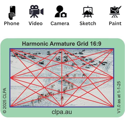 Harmonic Armature Directors Viewfinder Card | Australian Designed and Made; Artist Viewfinder for Drawing and Photography; 3:2, 4:3 and 16:9 - size: Harmonic Armature