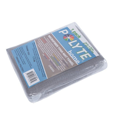 POLYTE Microfiber Non Slip Yoga Mat Towel, Secure Elastic Straps, 24x72 in - color: Gray