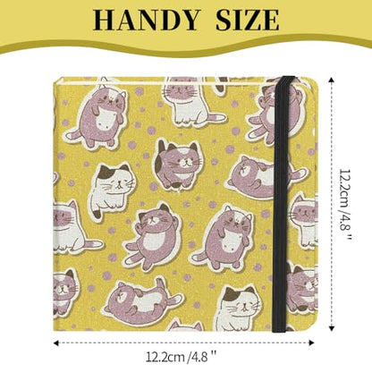 5x5" Pocket Sketch Book,80gsm Hardcover Art Sketchbook for Drawing Journal | Cloth Cover,80gsm Blank Paper,96Sheets,Lay-Flat,Portable Travel Creation Paint Diary Memo Planner,Dry Media.Yellow Cat - color: Cloth Cover-4.8x4.8in-Yellow Cat