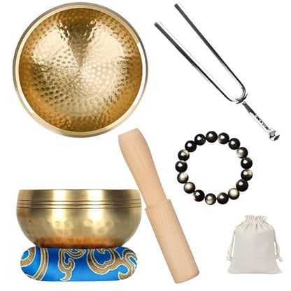 Tibetan Singing Bowls Set, Singing Bowls, Meditation Sound Bowl– Complete Meditation Bowl Kit with Cushion, Mallet & Guide – Perfect Tibetan Bell for Yoga, Relaxation, & Sound Healing