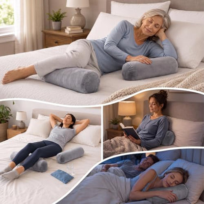 Fuutreo 2 Pcs Round Cylinder Bolster Pillow Roll Cooling Cervical Neck Roll Pillow Short Body Support for Head Neck Back Legs and Yoga Sofa Bed Travel Lounge and Home Decor 13 x 6 Inch