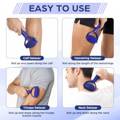 BESPORTBLE Handheld Muscle Relax Roller Stick for Back and Leg Massage, Made of Sturdy Abs and PVC, Comfortable Design to Reduce Muscle Fatigue, for Yoga Enthusiasts and Sedentary Individuals