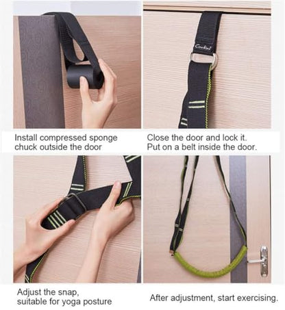 Yoga Fitness Stretching Strap, Door Flexibility Stretching Strap, Improve Leg Waist Back Flexibility Back Bend Assist Trainer, for Rehab Pilates Ballet Dance Cheerleading Splits Gymnastics - color: black