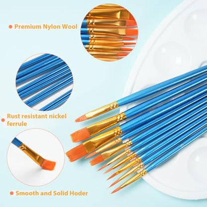 S & E TEACHER'S EDITION 72 Pcs Painting Brush Palette Set | 60 Pcs Paint Brushes, 12 Pcs Palettes, Create Art Paint, Oil Watercolor - size: 72Pcs Set