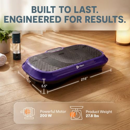 Lifepro Waver Vibration Plate Exercise Machine with 99 Speeds & 10 Presets | Resistance Bands, Non-Slip Surface, 330 lbs Capacity — Vibration Plate for Lymphatic Drainage, Body Toning, Full-Body Workout - color: Purple