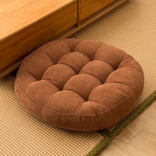 SK Studio Meditation Floor Pillow Large Round Seat Cushion for Adults - color: Brown, size: 17"W x 17"L (Pack of 1)