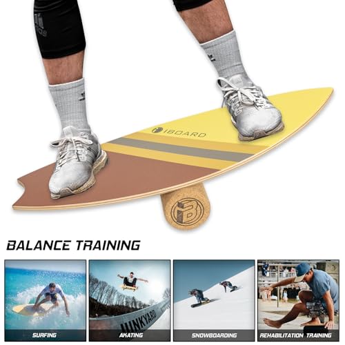 Balance Board w/Rollers – 10-Layer Wood Wobble Board for Core Strength