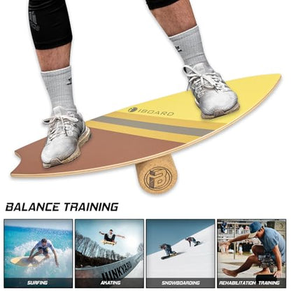 Balance Board w/Rollers – 10-Layer Wood Wobble Board for Core Strength