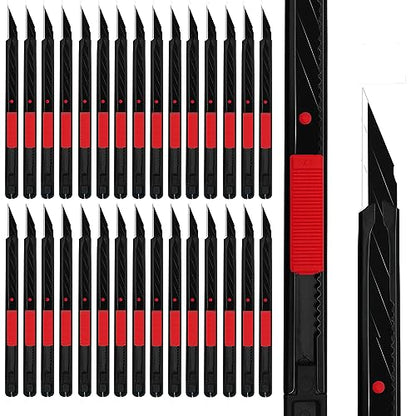 30pcs 9mm Snap-off Knives with 30-Degree Precision Blade Red | Safety Auto-lock, Sharp Blade, Easy to change blade, Lightweight Portable, Come with a Storage Case, Good for Crafting - color: Red