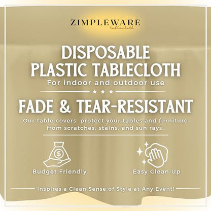 ZIMPLEWARE Premium Beige Plastic Table Cloth Disposable (12 Pack) Round Tablecloth (84in) Party Table Cloths Disposable, Perfect Table Cloth Round Cover for Any Table Up to 6 Feet - color: Beige, size: 12 Pack 84" Round