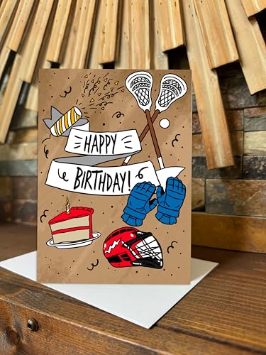 Lacrosse Birthday Card | Game Day Inspired Greeting Card | Sports Birthday Card for Lacrosse Player - style: Lacrosse