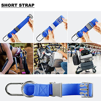 ZINZ Elastic Jacket Gripper Travel Strap with D-Ring Hooks and Buckle, Suitcase Straps Belts Travel Accessories, Makes Your Hands Free - color: Blue
