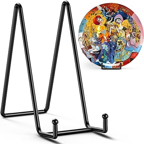 TR-LIFE 4 Pack 10 Inch Large Plate Stands for Display - Metal Plate Holder Stand + Picture Stand + Small Easels for Decorative Plate, Platter, Book, Plaques, Photo Frame, Tabletop Art - size: 10 Inch