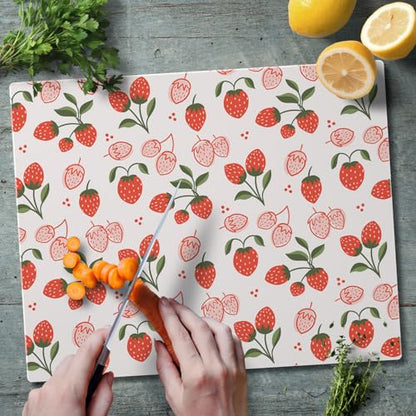 CounterArt Tooty Fruity 3mm Tempered Glass Cutting Board 12" x 15" | Serving Board, Charcuterie Board - color: Tooty Fruity