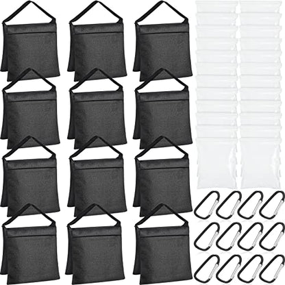 12 Packs Photography Weight Bags Photo Studio Filled Weight Bag Empty Heavy Sandbag Set for Photography Tripod Stand Light Stand Sports Outdoor Photo Video Studio Boom Brackets (Black) - color: Black