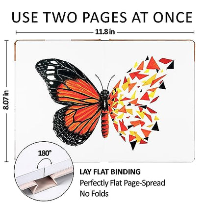 Sketch Book Hardcover 60 Pages Thick 500 GSM / 230 lb Acid Free Paper Lay Flat Bound for Drawing and Sketching 6,14” x 8,25” for Kids and Adults Beginners and Professionals Eco Friendly