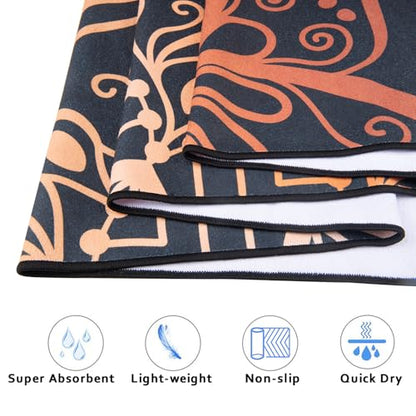 QiyI Hot Yoga Towel with Grip Dots, Non Slip, 70"x26", Golden Mandala - color: Luxury Golden Mandala, size: 70"x26"