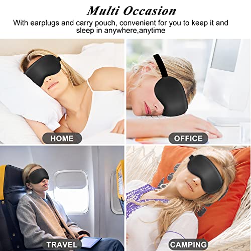 Silk Sleep Mask with Cooling Gel Eye Mask, Warm and Cold Compress, Heated Eye Mask for Tired Eyes, Stain Eye Cover Sleeping Mask for Travel, Home, Office, Yoga, Total Blackout (Black) - color: Black