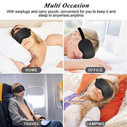 Silk Sleep Mask with Cooling Gel Eye Mask, Warm and Cold Compress, Heated Eye Mask for Tired Eyes, Stain Eye Cover Sleeping Mask for Travel, Home, Office, Yoga, Total Blackout (Black) - color: Black