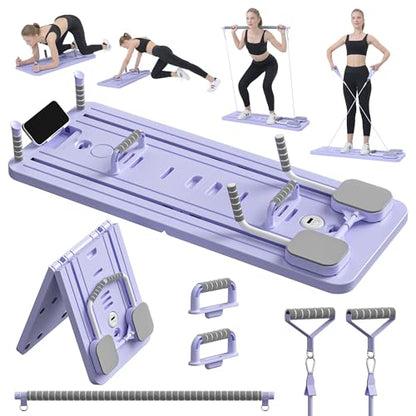JANUA Pilates Board - Pilates Reformer Set, Multi-Purpose Foldable Pilates Reformer Board for Home, 5 in 1 Pilates Sliding Board - color: Purple