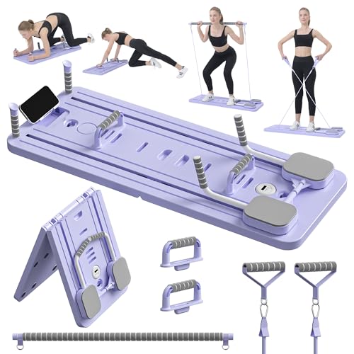 JANUA Pilates Board - Pilates Reformer Set, Multi-Purpose Foldable Pilates Reformer Board for Home, 5 in 1 Pilates Sliding Board - color: Purple