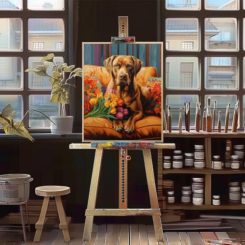Natuyalo Paint by Numbers for Adults - DIY Adult Paint by Number Kits Painting on Canvas Dog on Sofa Painting by Numbers for Beginners, Animal Art Craft Kits for Adults (16x20 Inch) - color: ART-02