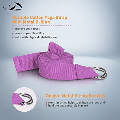 JBM Yoga Blocks 2 Pack with Strap, Cork Block 2 Pack EVA Foam Yoga Bricks Set,Stretch Blocks